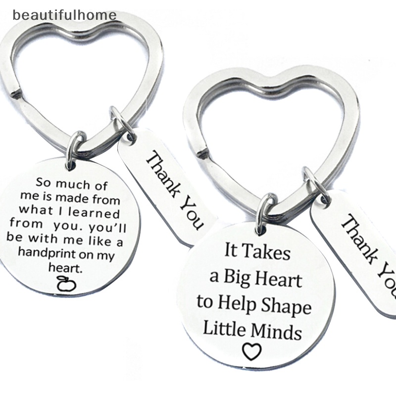 {beautifulhome} Gantungan Kunci Ring Key Holder Stainless Steel Hadiah Festival Terima Kasih Hari Guru.