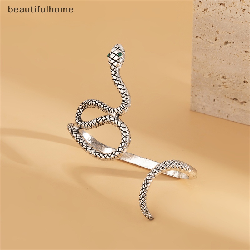 {beautifulhome} Punk Snake Cuff Gelang Pria Wanita Bohemian Fashion Perhiasan Sederhana Bangle Terbuka.