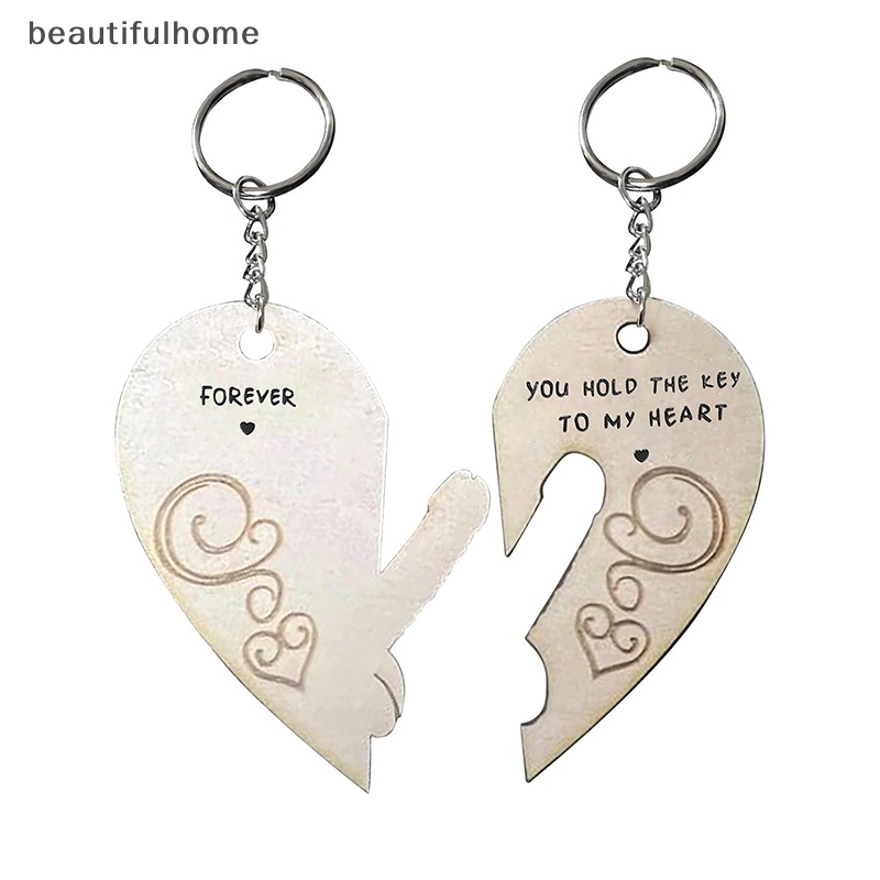 {Cantikrumah} 1pasang Valene Couple Keychain Anda Pegang Kunci Untuk Hatiku Pasangan Keychain Kreatif Kerajinan Tangan Liontin Kecil Puzzle Piece Hearts Keychain Gift.