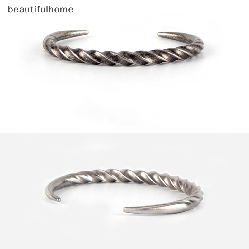 {Cantikrumah} Perhiasan Vintage Punk Mobius Memutar Cuff Bangle Untuk Pria Wanita Tanduk Sapi Manset Gelang Memutar Gelang Untuk Pria Perhiasan.