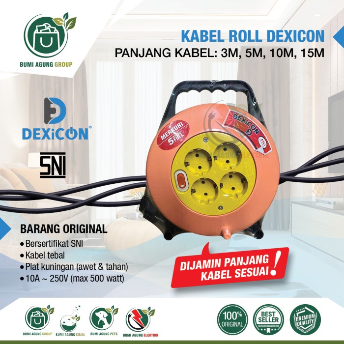 Kabel Roll Dexicon 3 5 10 15 20 Meter FULL SNI 10M 5M 15M Kabel Gulung