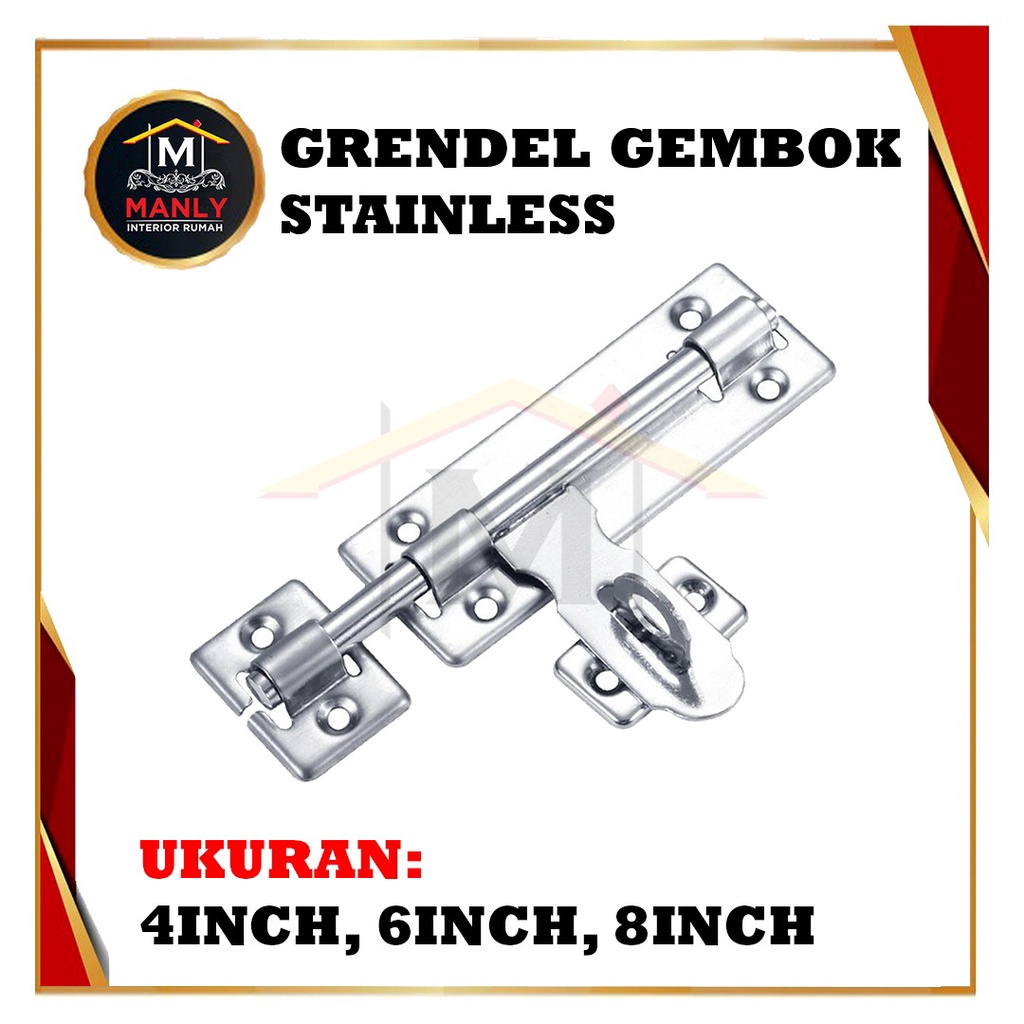 Grendel gembok/ slot Pintu/ Slot Pintu Gembok/ Slot Jendela  4 inch 6 inch  8 Inch Grendel Overval Stainless Steel