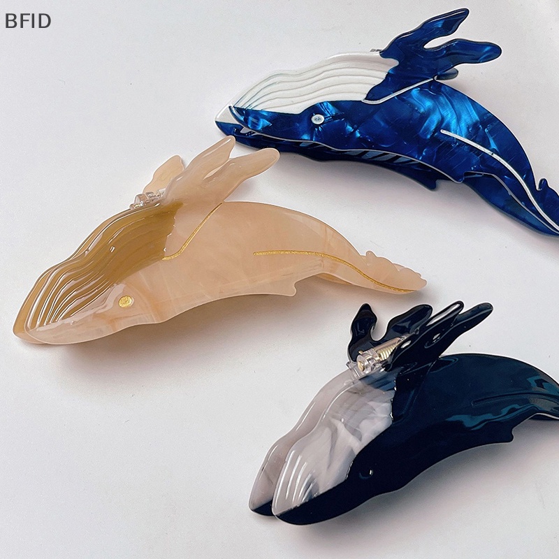 [BFID] Blue Whale Hair Claw Acetate Jepit Rambut Untuk Wanita Populer Rambut Menangkap Hewan Hair Clip Cute Sea Creature Claw Clips [ID]