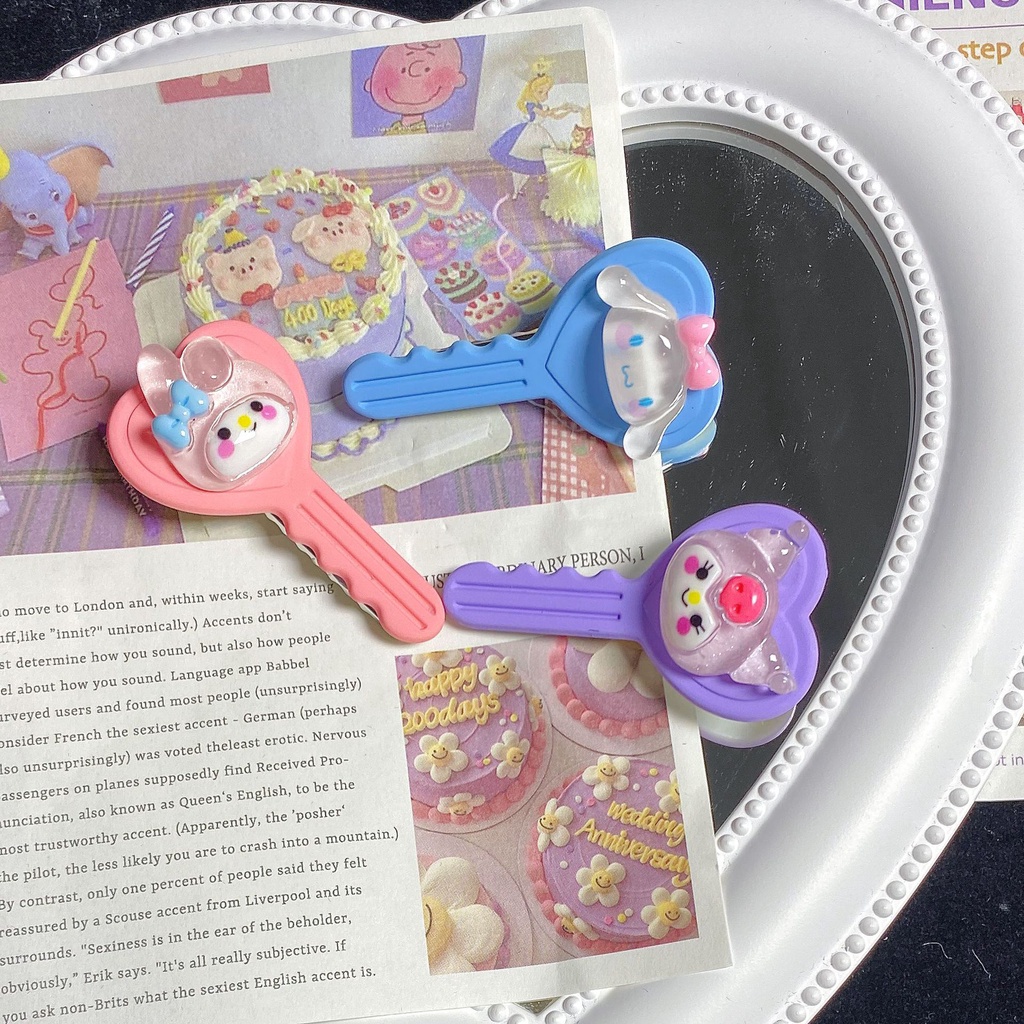 Jepit rambut anak kunci transparan kartun gemerlap sanrio bahan berkualitas import harga grosir bisa cod