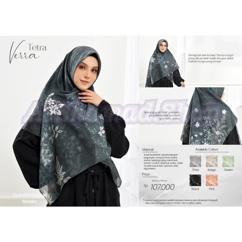 Rabbani - KERUDUNG SEGI EMPAT JUMBO TETRA VERRA RABBANI ORIGINAL 130X130 CM AsShamad.Shop