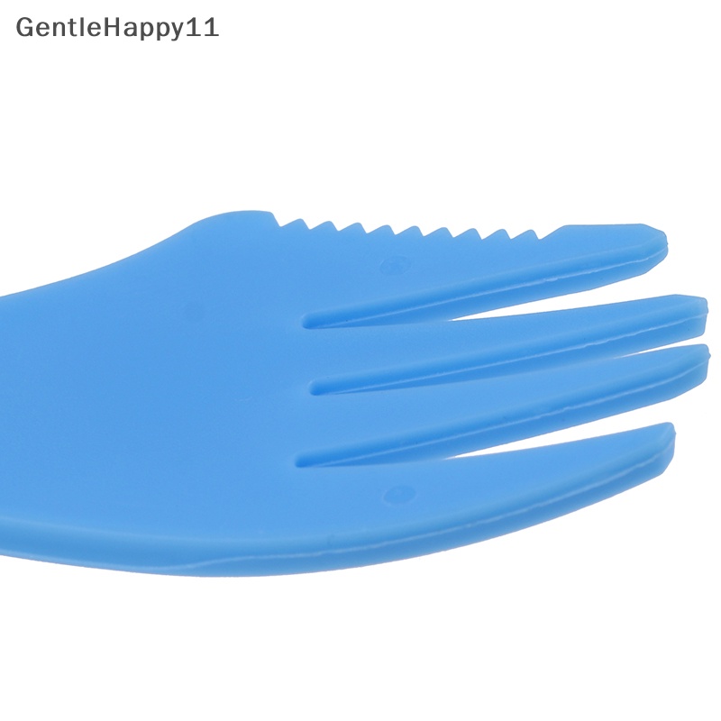 Gentlehappy 1pc 3in1 Sendok Garpu Cutter Travel Camping Hiking Piknik Peralatan Plastik Spork id