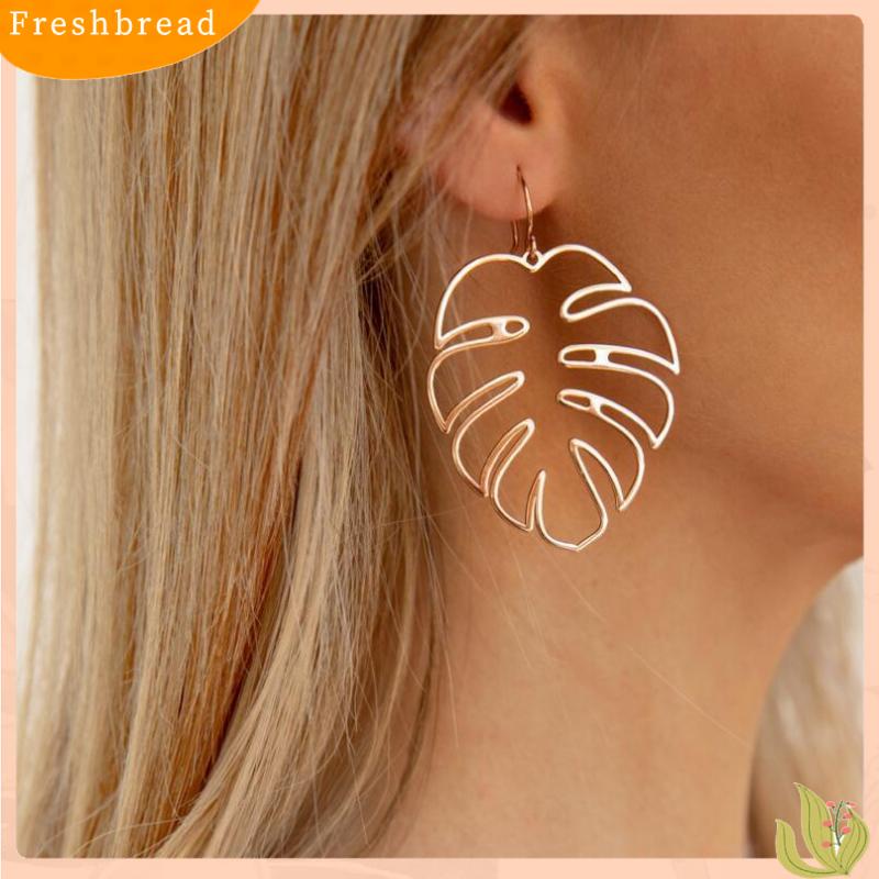 [FRA] All-match Temperamen Eropa Dan Amerika Mode Berlebihan Tren Kepribadian Berongga Anting Geometris Daun glossy bohemian earrings