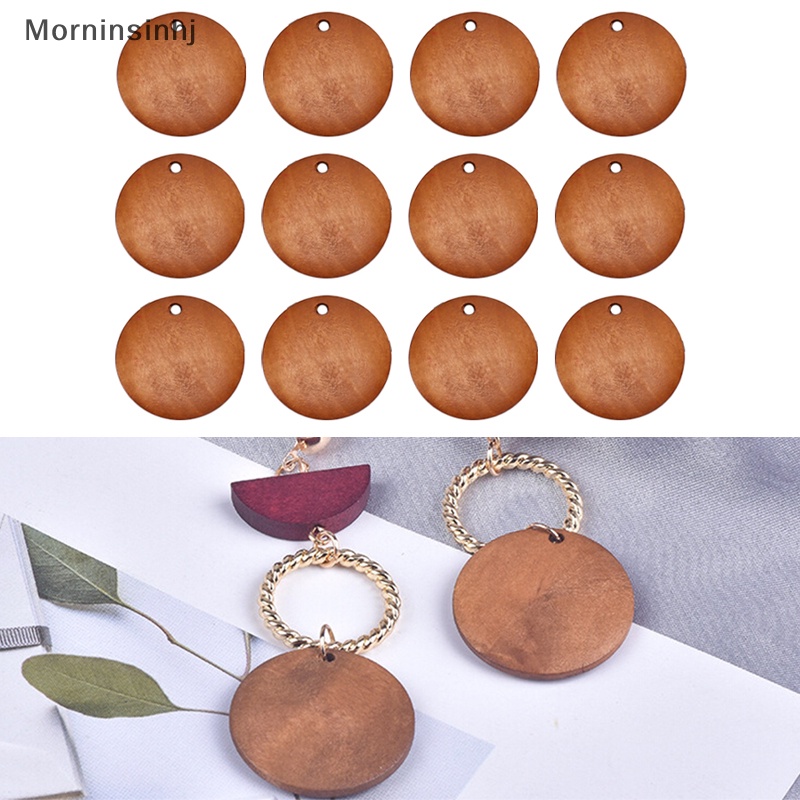 Mornin 50Pcs Manik-Manik Bulat Datar Alami DIY Anting Ch Gelang Membuat Perhiasan id