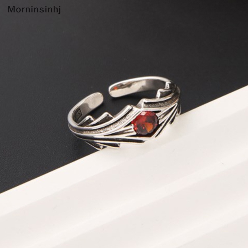 Mornin Real925 Sterling Silver Cincin Batu Merah Untuk Fashion Wanita Pesta Lucu Perhiasan Halus Aksesoris Minimalis Hadiah id