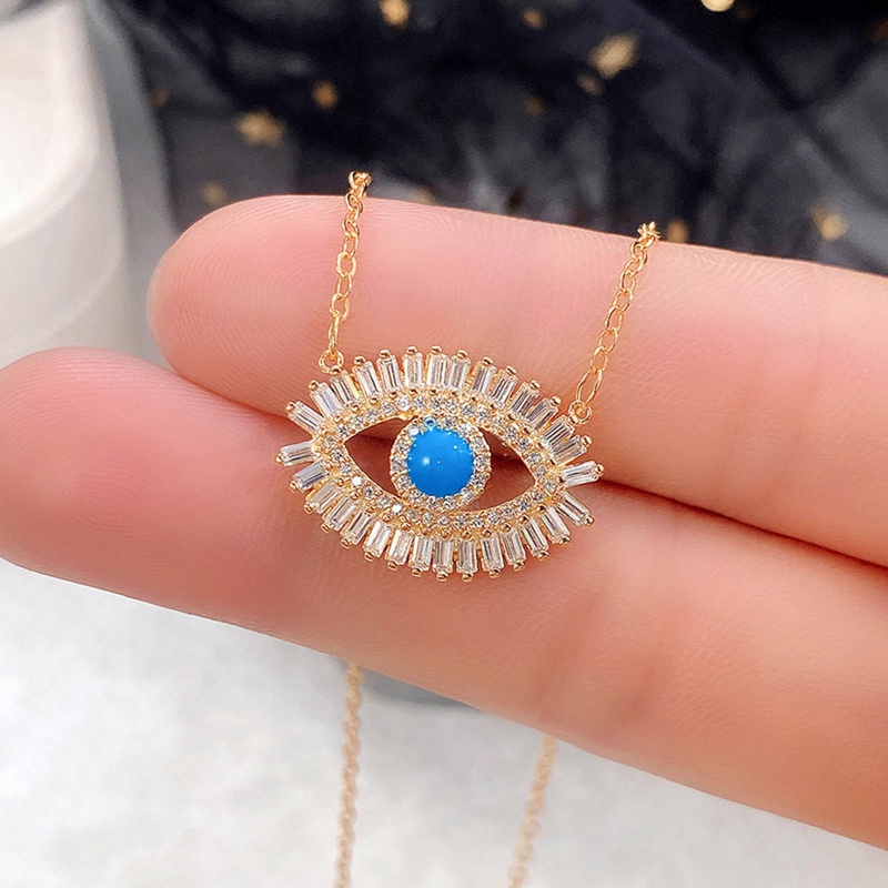 Kalung Liontin Evil Eye Keren Dengan Cubic Zirconia Untuk Wanita