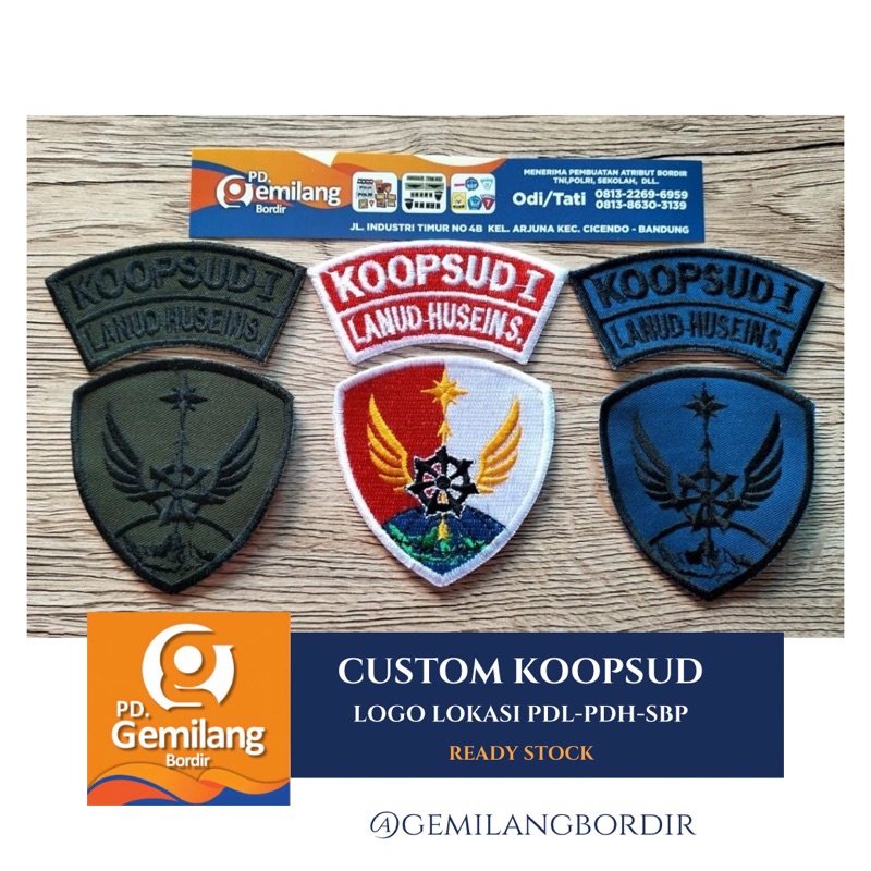 Bordir Logo Lokasi LANUD KOOPSUD I-II-III TNI  AU | PDH-PDL-SBP | Badge logo lokasi koopsud Bordir A