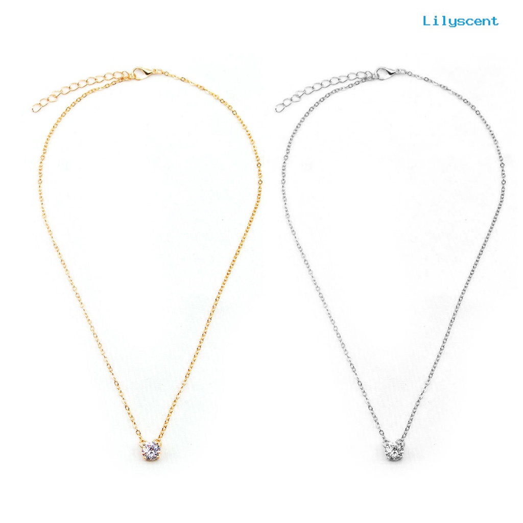 [LS]Fashion Kalung Cubic Zirconia Hias Rantai Tipis Wanita Perhiasan Kalung Simple Untuk Pesta