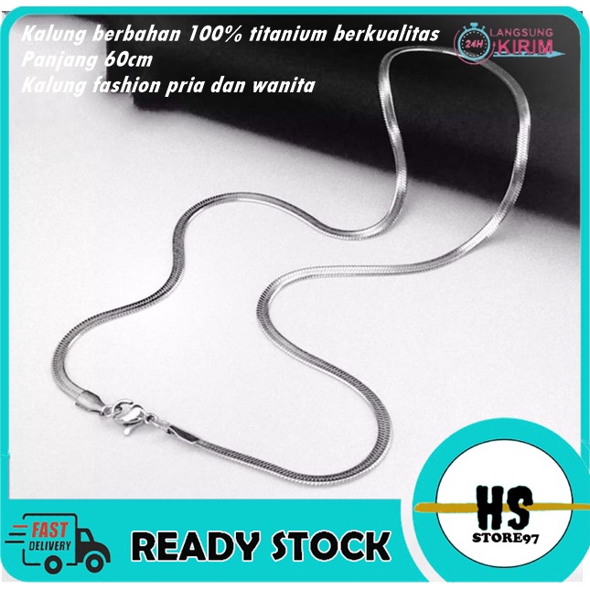 [BISA COD] Kalung Panjang Titanium Pria Wanita Korea Style Titanium Kalung Cowok Kotak Anti Karat da
