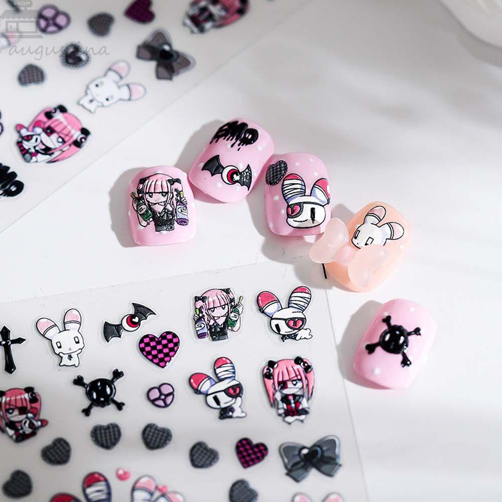 AUGUSTINA Agustina Kartun Stiker Kuku Wanita Siput Hewan Manikur Aksesoris Nail Art Dekorasi