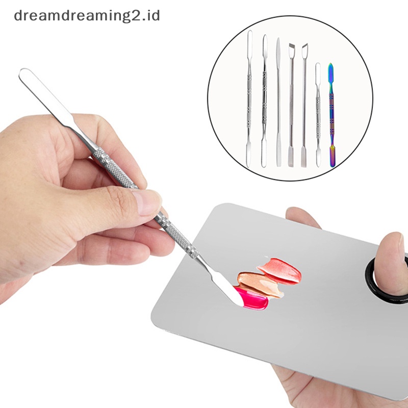 (drea) Spatula Kepala Ganda Stainless Steel Mixing Stick Foundation Pencampuran Alat Make Up //