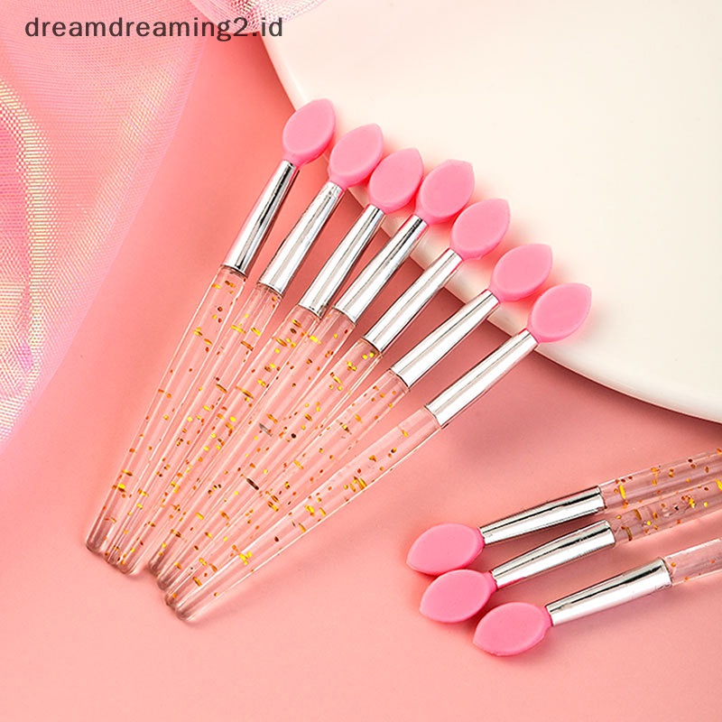 (drea) 10pcs Kuas Aplikator Bibir Eyeshadow Kepala Silikon Lembut Makeup Brushes Dengan Crys //