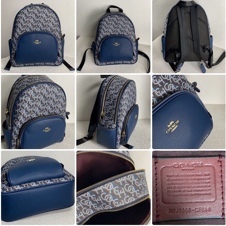 New Coach CF344 Blue Monogram Court Backpack In Signature Canvas