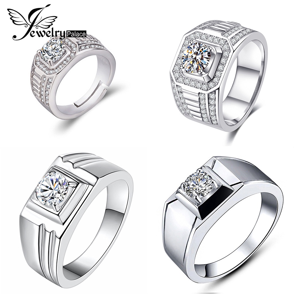 Jewelrypalace Pria Moissanite Perak Simple Perhiasan Asli Rings Berlian925 M080