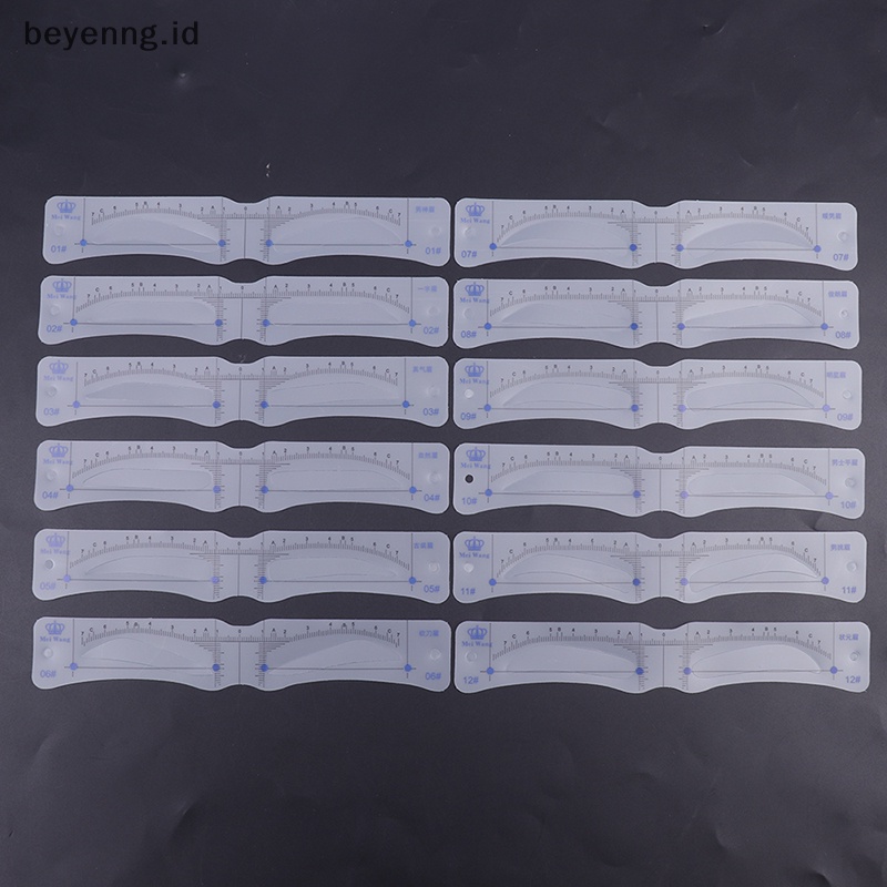 Beyen 12Pcs Gaya Stensil Pembentuk Alis Grooming Shaper Template Alat Makeup ID