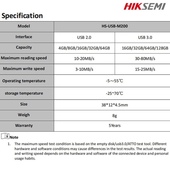 HIKSEMI M200 USB 2 / M200 U3 USB Drive Flashdisk USB 3.0 HS-USB-M200