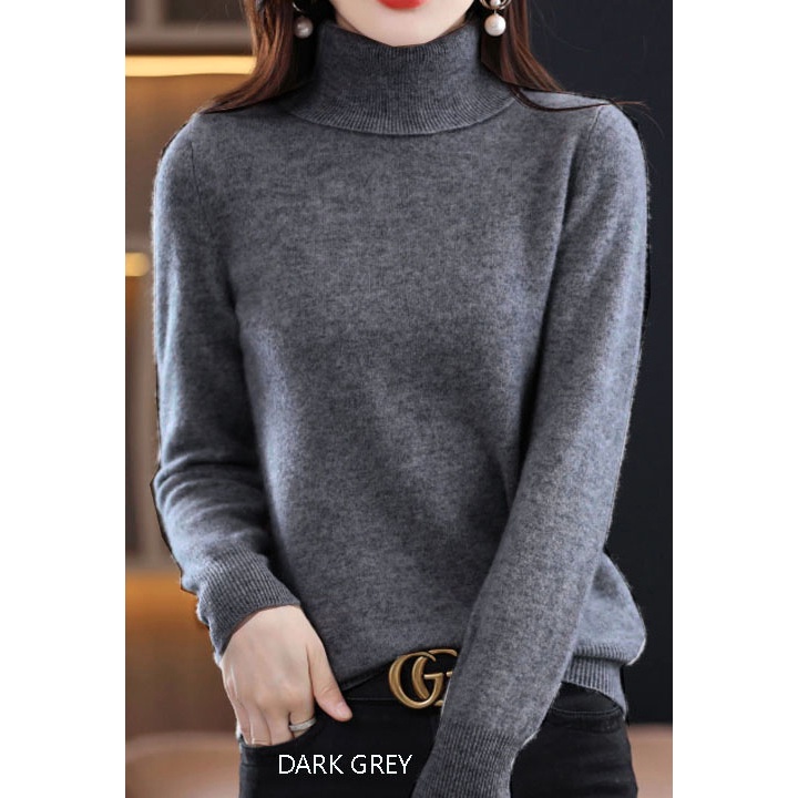 (B085) Turtleneck Blouse knit turtle neck atasan
