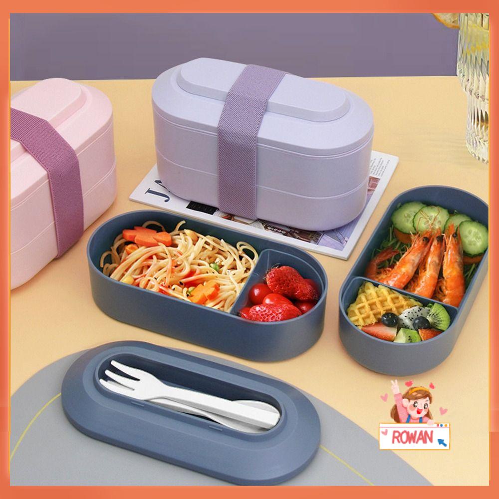 R-FLOWER Lunch Box Microwavable Untuk Pelajar Pekerja Kantor Dengan Sendok Wadah Makanan