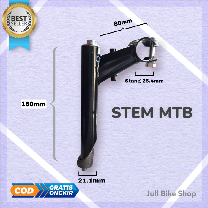 Stem sepeda MTB jadul federal sepeda gunung jepit tiang cagak stir 21.1 mm hitam besi kuat handlebar setir fork garpu