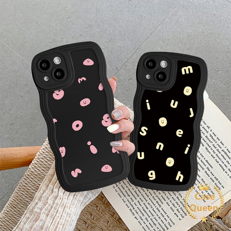 Casing Huruf Inggris Graffiti Bintang Tepi Bergelombang Untuk Realme C53 C30 C25 C55 C11 C25Y C21Y C25s C35 C15 C33 C20 C3 C20A C12 5i 5 5S 6i 9i 20 30A Simple Alphabet Smile Couple Soft Cover