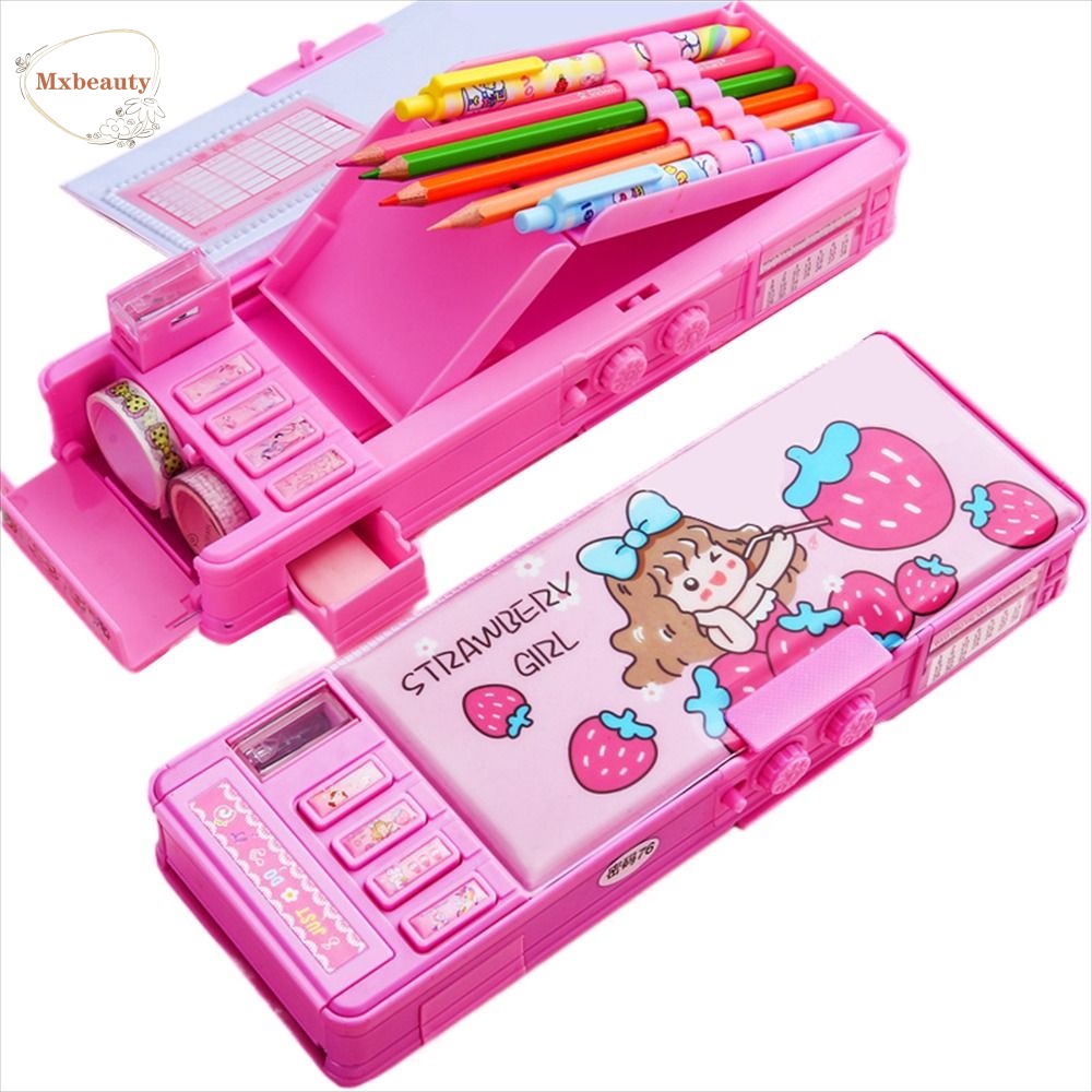 MXBEAUTY Kotak Pensil Alat Tulis Multifungsi Mekanik Deformation Kombinasi Kunci Plastik Kartun Pencil Case