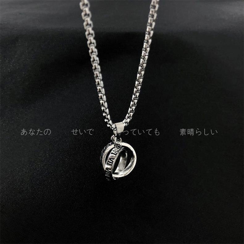 Retro Angka Romawi Cincin Titanium Steel Liontin Kalung Pria Wanita Gaya Baru ins Hip Hop Panjang Sweater Rantai