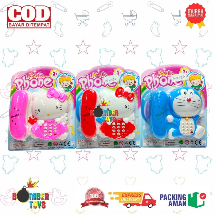 MAINAN ANAK TELFON TELEFON MUSIC PHONE BUNYI LAMPU KITTY SET