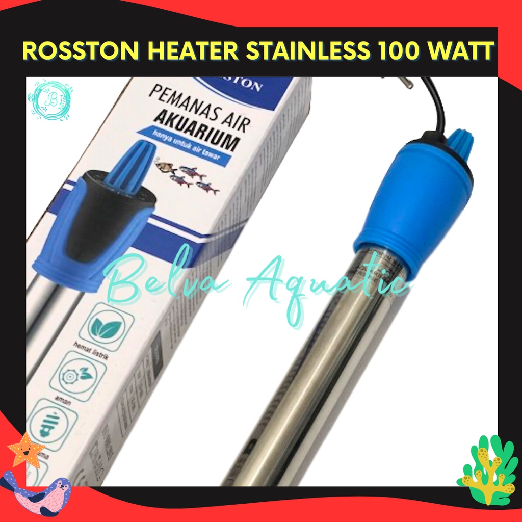 Rosston Heater Stainless 50 100 Watt Penghangat Pemanas Air Stenlis Anti Pecah