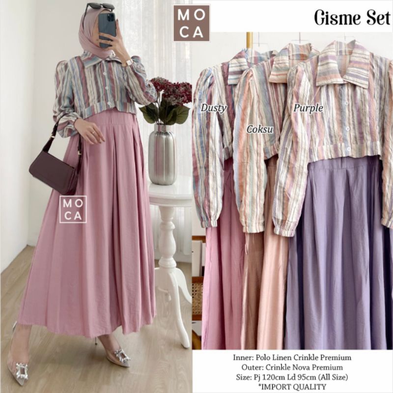 GISME SET ORI MOCA | Polo Linen Crinkle Premium