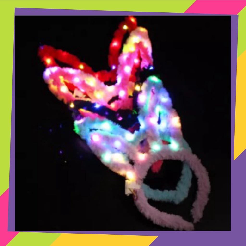 5105 / bando anak tanduk kelinci LED nyala / Bano bulu tanduk kelinci warna