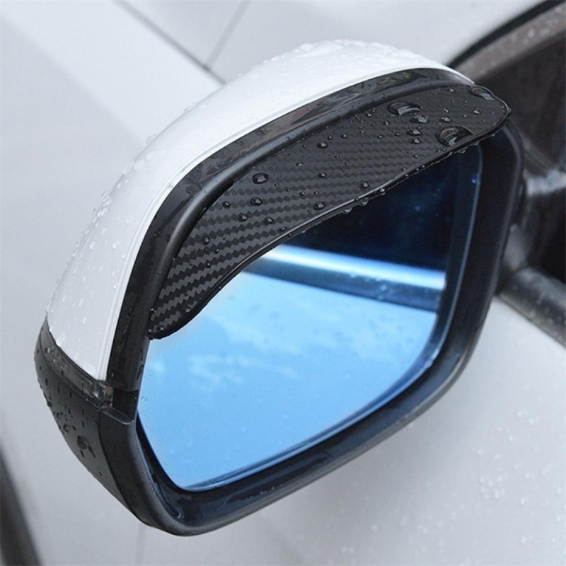 Stiker Kaca Spion Samping Mobil PVC Universal Pelindung Alis Hujan Carbon Fiber Look Sun Shade Weather Shield Cover