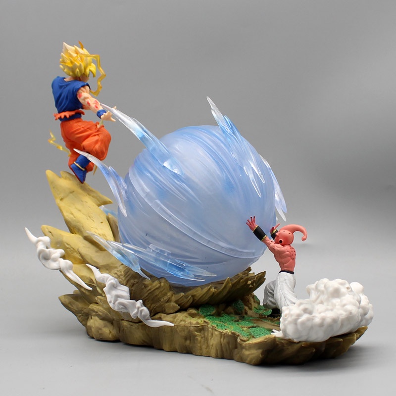 In stock 22CM 4model Led Menyala Dragon Ball Z GK Majin Buu Vs Son Goku Figurine Pvc Action Figure Mainan