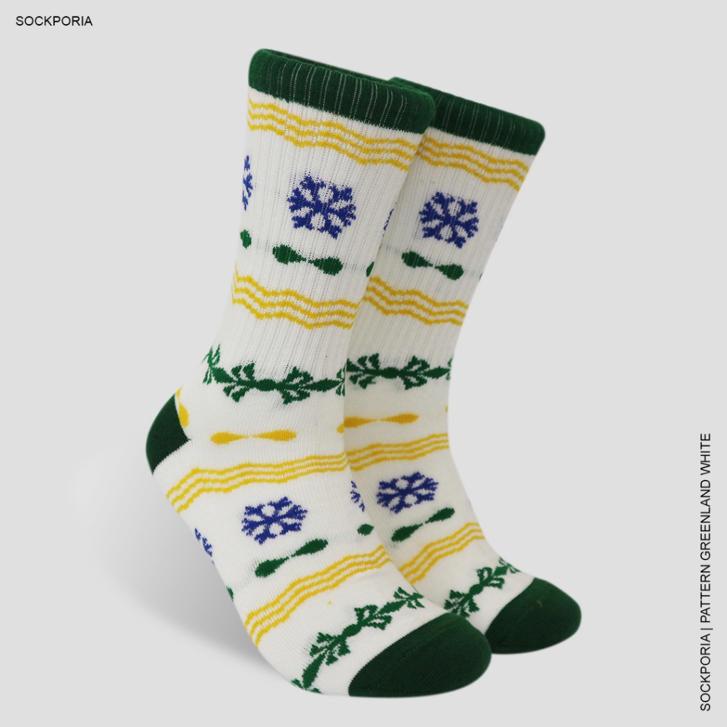 Kaos kaki Motif Tribal - Greenland White