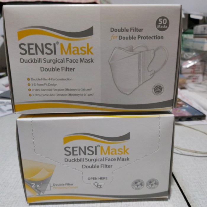 Masker Sensi Duckbill 4 Ply Earloop Double Filter Isi 50'S