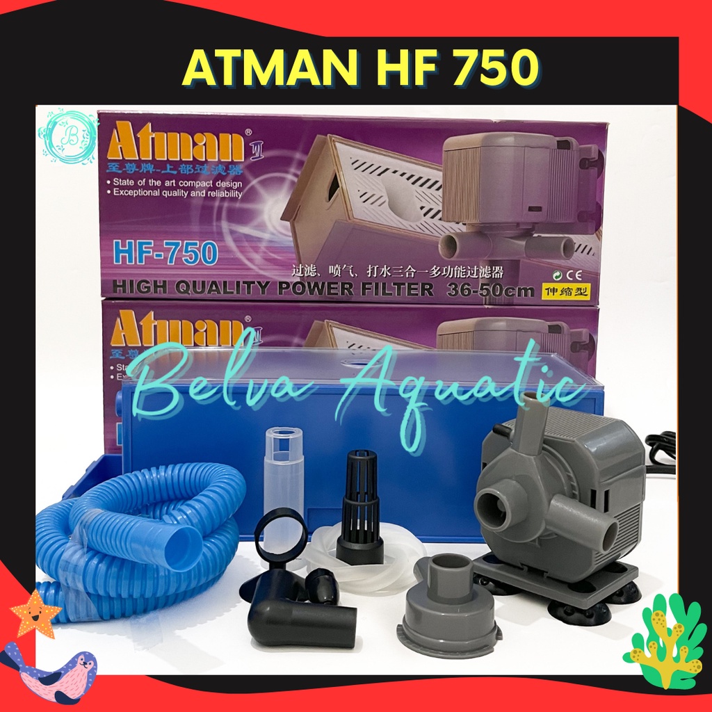 Atman HF-750 Top Filter Box Set Mesin Pompa Filter Atas Lengkap