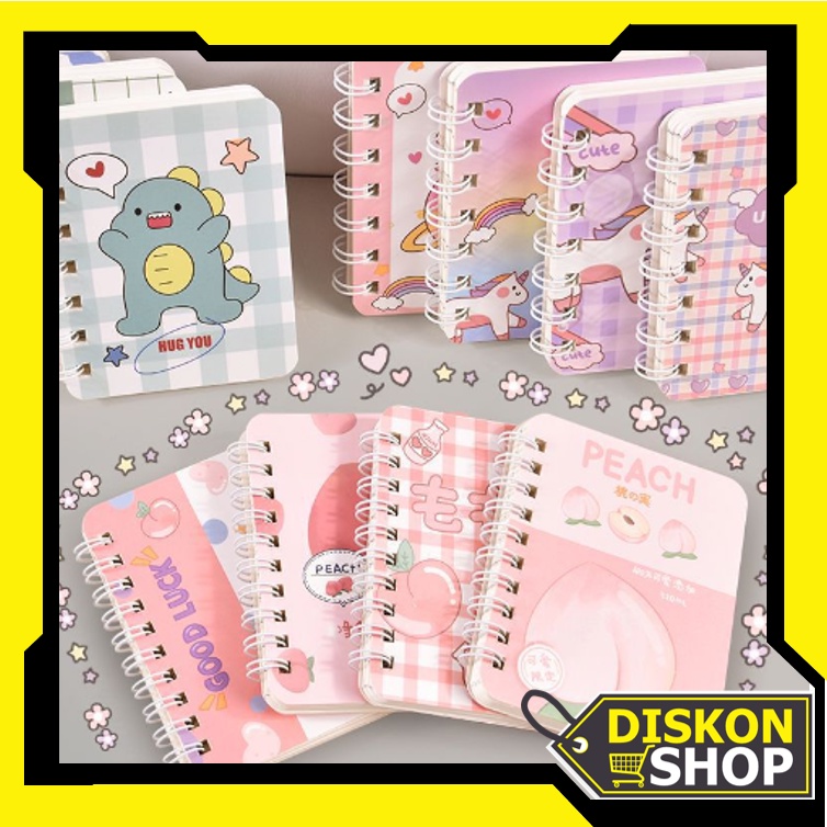 Diskon Shop - B5865 Buku Catatan Kecil Notebook Ring Motif / Notebook Ring Motif / Buku Catatan Ring / Buku Mini Alat Tulis Portable