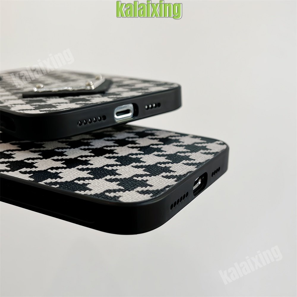 IPHONE Casing Prada 3D Bahan Kulit Untuk Iphone14 13 Pro Max12 11 Pro Max Xs Max XR 7/8 Plus 6 /6s Soft Case Printing Motif Houndstooth