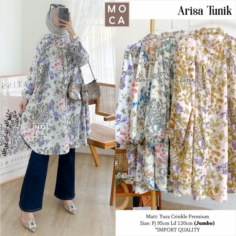 ARISA TUNIK Jumbo ORI MOCA | Ld120 Yura Crinkle Premium