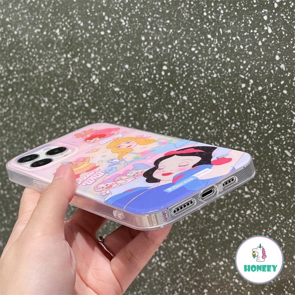 IPHONE Fashion Disney Princess Anime Snow White Mewah Glitter Casing Ponsel Kompatibel Untuk Iphone14 13 12 Pro Max Case Iphone11 Anti-Drop Lembut Penutup Belakang