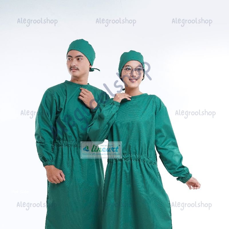 jas operasi Surgical Gown Model Karet Bahan Drill Premium High Quality