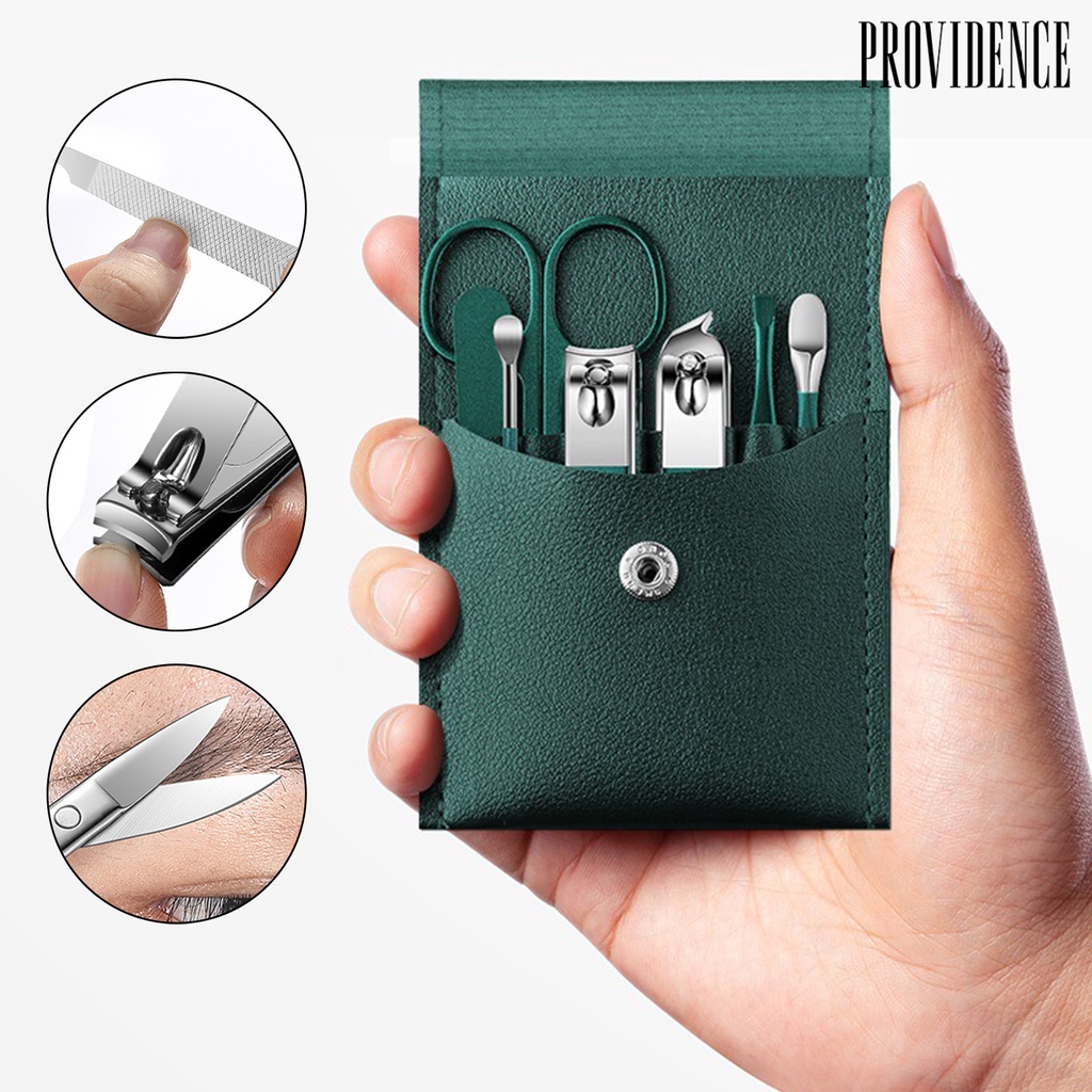 Providence 7 Pcs Gunting Kuku Portable Manicure Nail Nail Nail Trimmer Pemotong Kuku Alis Gunting Pedicure Kit Alat Perawatan Kuku Pribadi