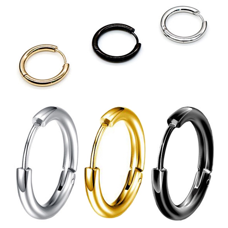 1pc Stainless Steel Fashion Punk Unisex Ear Hoop Lingkaran Anting Perhiasan Hadiah