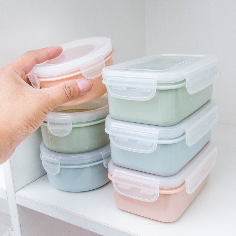 Mini Round Food Storage Jar/ Portable Plastic Lunch Box With Lid/ Kitchen Refrigerator FreshKeeping Case