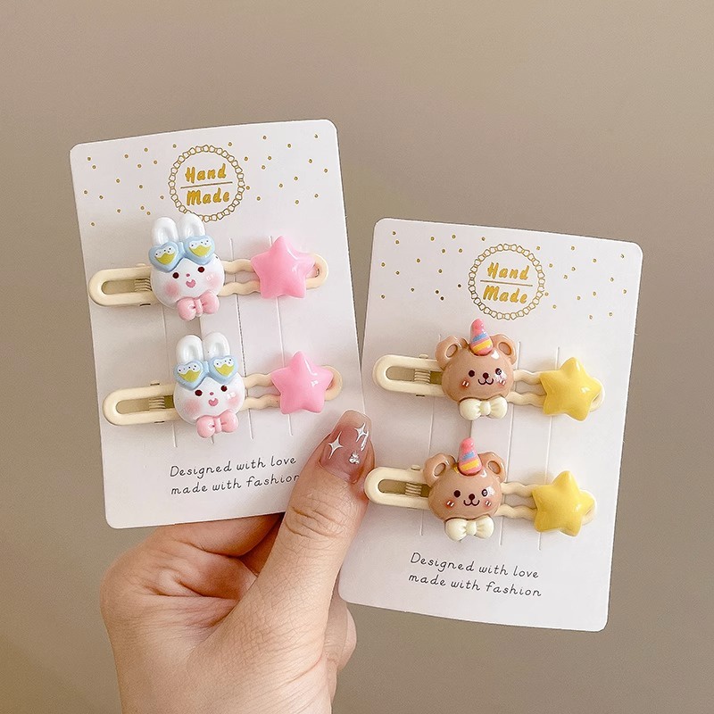 Cute Bear Bunny Little Girl Hair Clip Kecil Klip Hiasan Kepala Duckbill Klip Aksesoris Rambut Anak