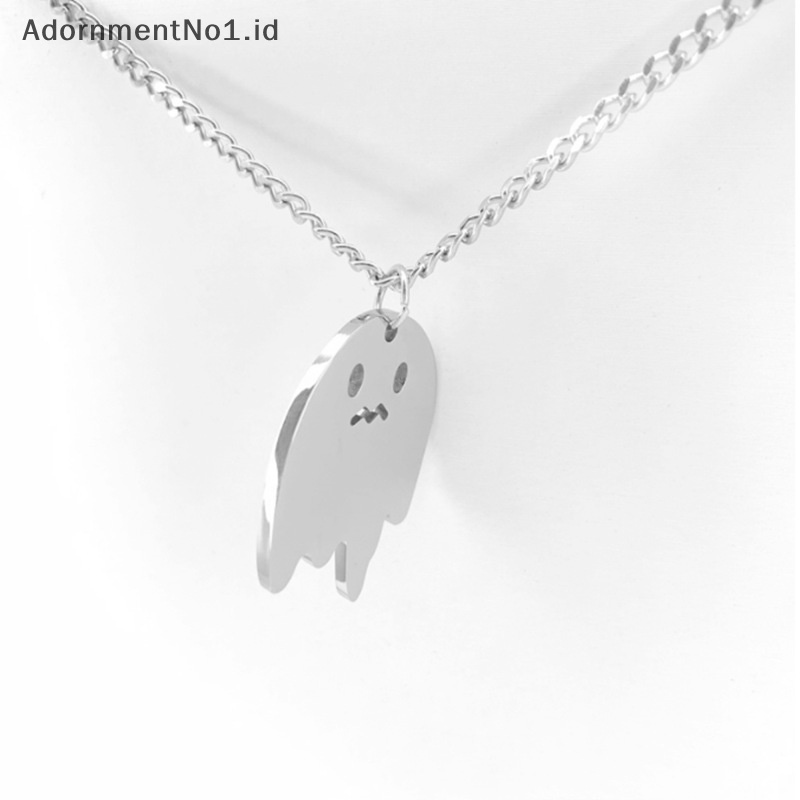 [AdornmentNo1] Gaya sederhana kalung paduan hantu sedih Halloween liontin kerah rantai Fashion kalung untuk wanita pria perhiasan teman hadiah terbaik