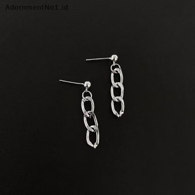 [AdornmentNo1] Punk kuba Link rantai Stud Earrings untuk Fashion wanita warna perak Rock perhiasan hadiah anting tren